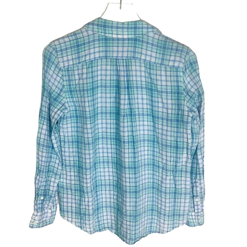 Vineyard Vines Women's Linen Relaxed Checks Button Down Shirt Size 4 - Picture 8 of 13